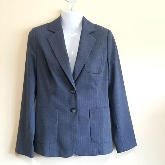 Banana Republic Gray Pinstripe Blazer Sz 2 - Picture 3 of 10